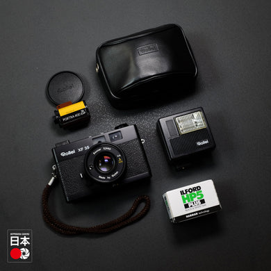 Rollei XF 35 Black + Flash + Original Leather Pouch